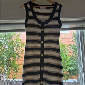 Cara Cara Cream and Black Buttoned Sheath Mini Dress - new with tags